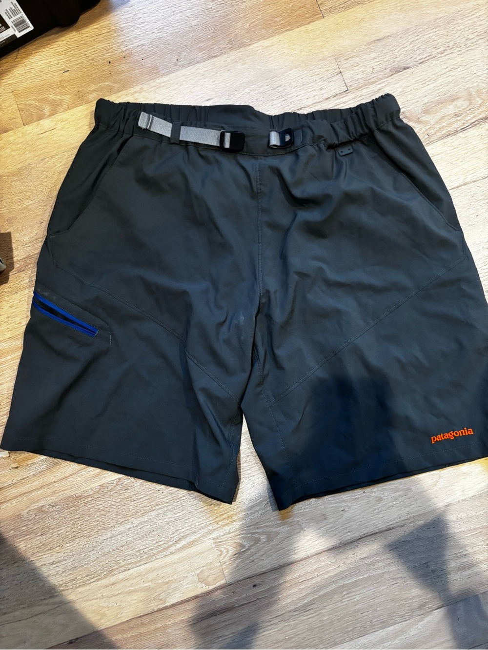 Patagonia Black Men's Hybrid Outdoor Shorts with Blue Zip